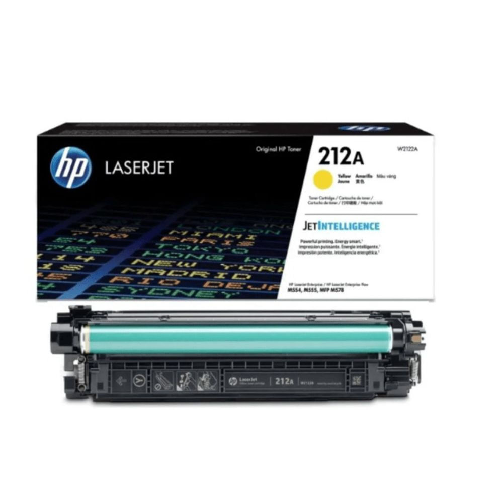 Tóner HP 212A, compatible con M555dn, M555x, rendimiento 4,500 páginas, amarillo W2122A